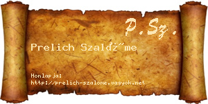 Prelich Szalóme névjegykártya